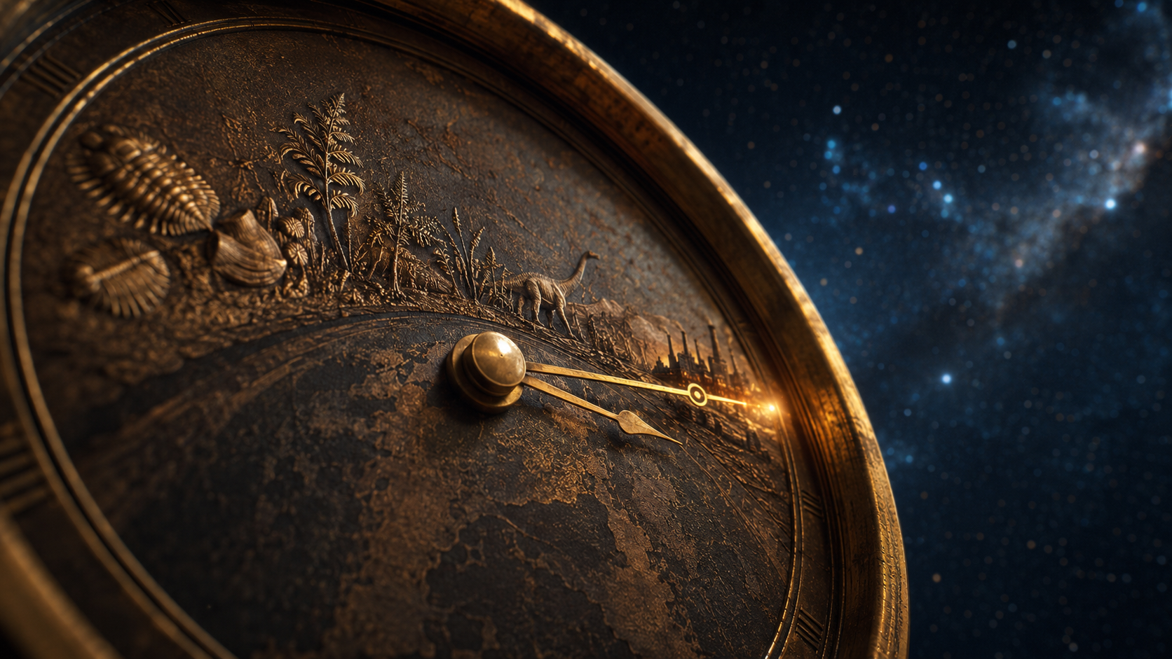 Horloge de 24 heures illustrant l'échelle du temps géologique et l'évolution de la vie