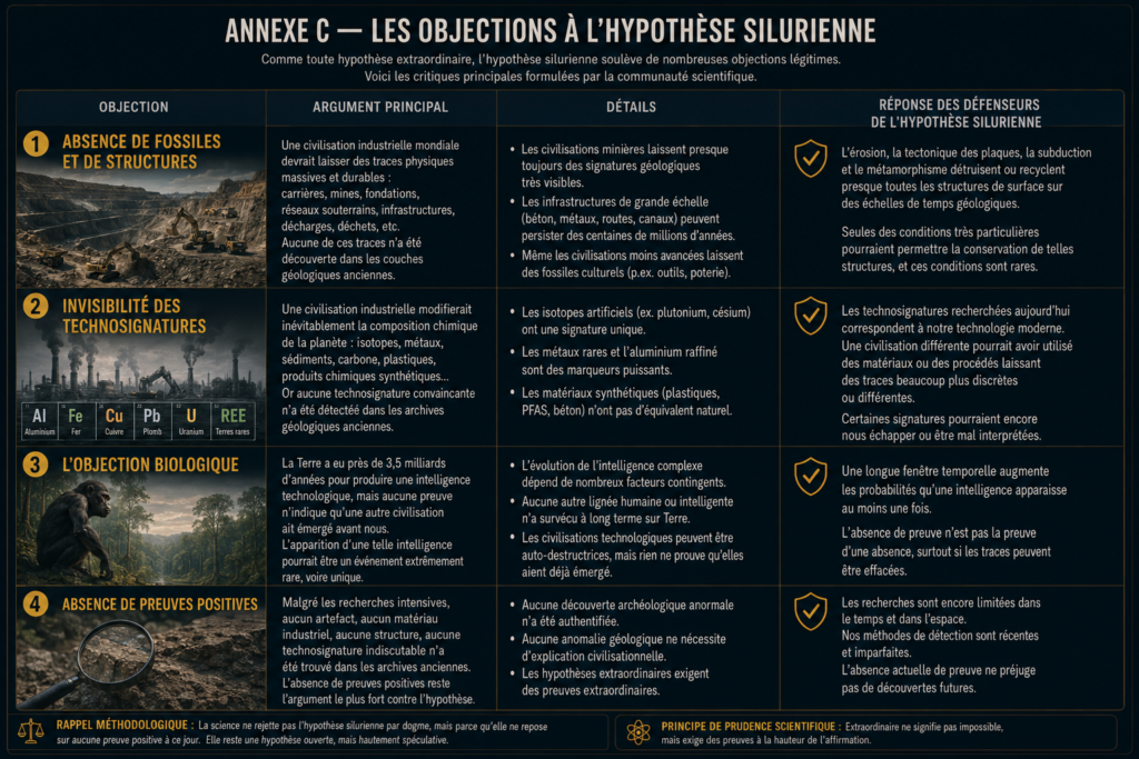 Annexe C — Les objections à l'hypothèse silurienne
